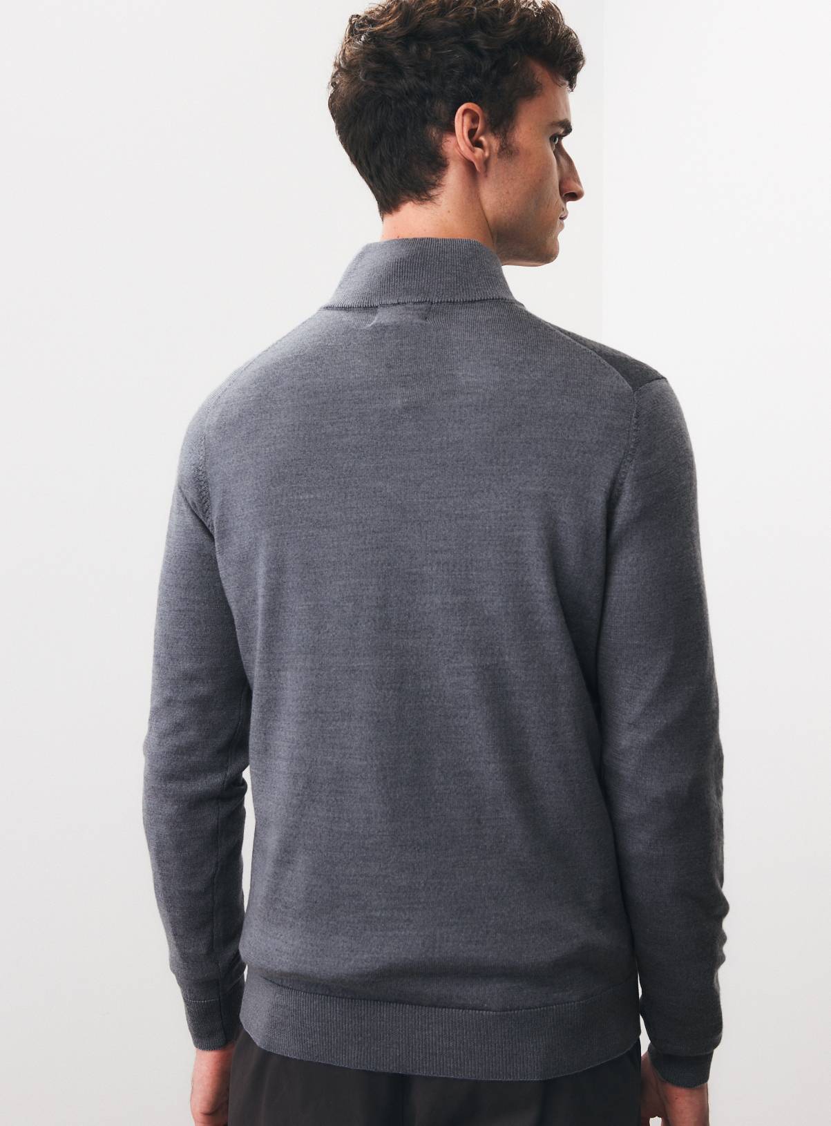 Grey Merino Wool Half-Zip Jumper XXXL - Image 5