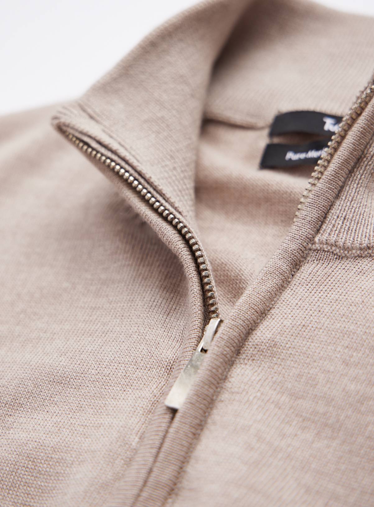 Stone Merino Wool Half-Zip Jumper S - Image 4