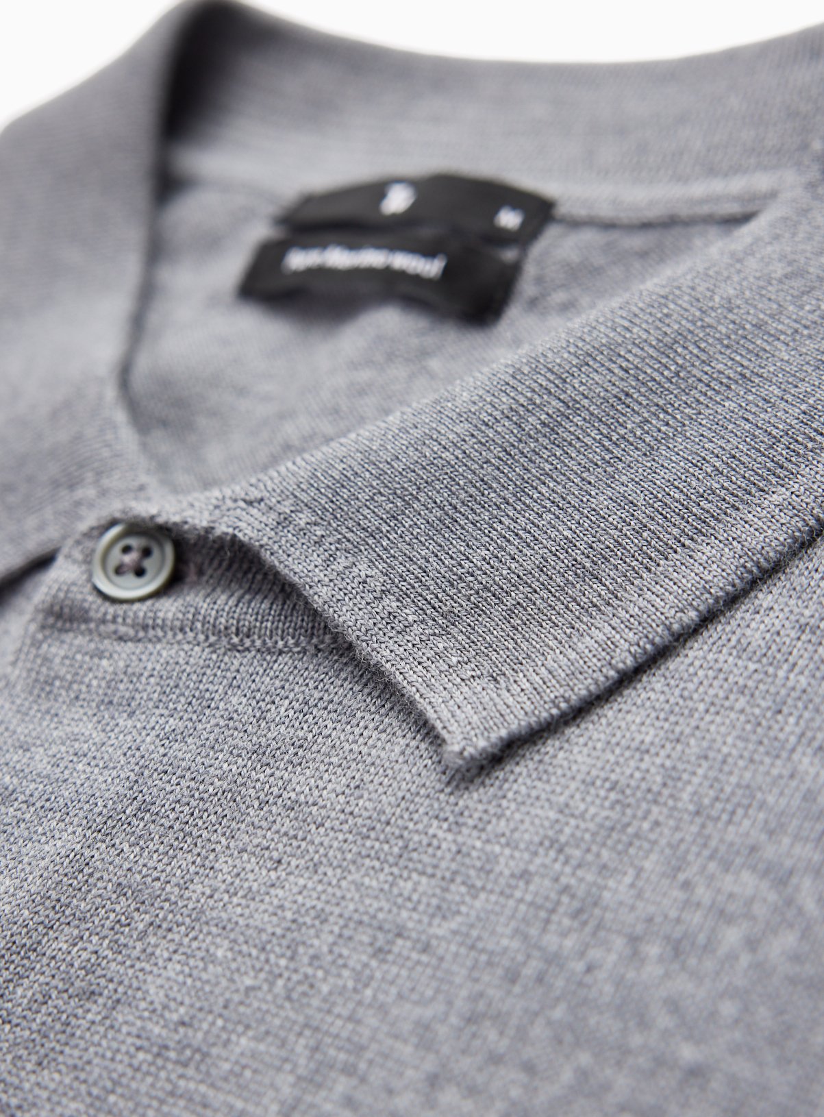 Grey Merino Wool Polo Collar Cardigan XXL - Image 2 thumbnail