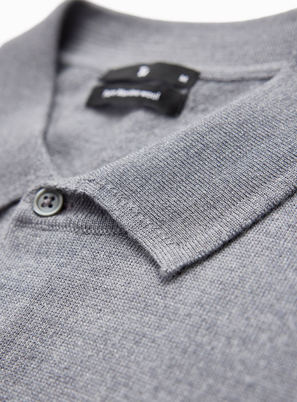Grey Merino Wool Polo Collar Cardigan XXL - Image 2
