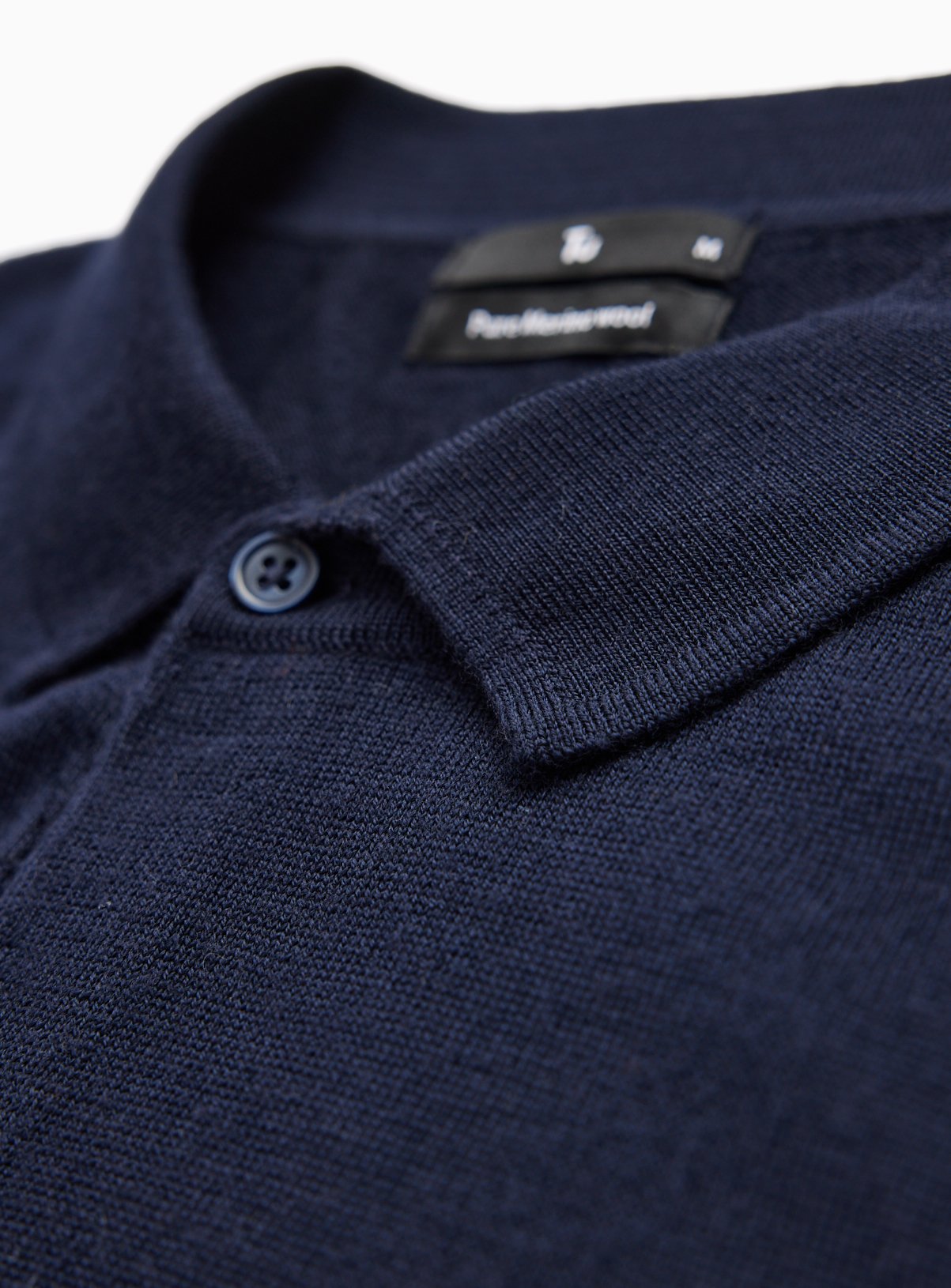 Navy Merino Wool Polo Collar Cardigan S - Image 4 thumbnail