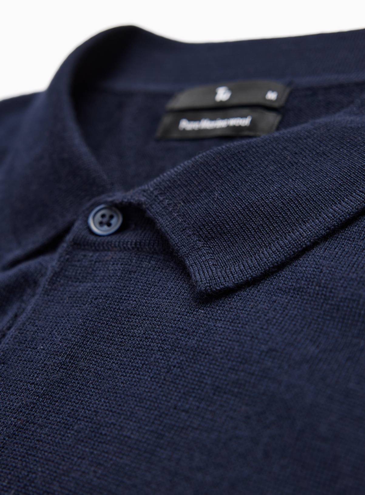 Navy Merino Wool Polo Collar Cardigan S - Image 4
