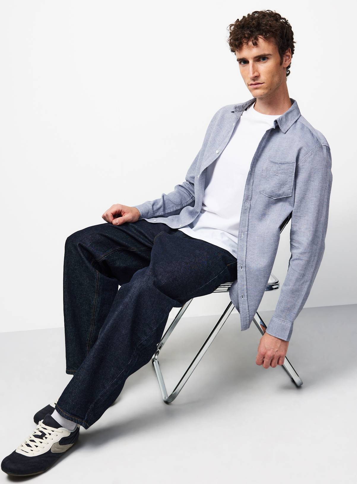 Blue Cotton Smart Shirt M - Image 2