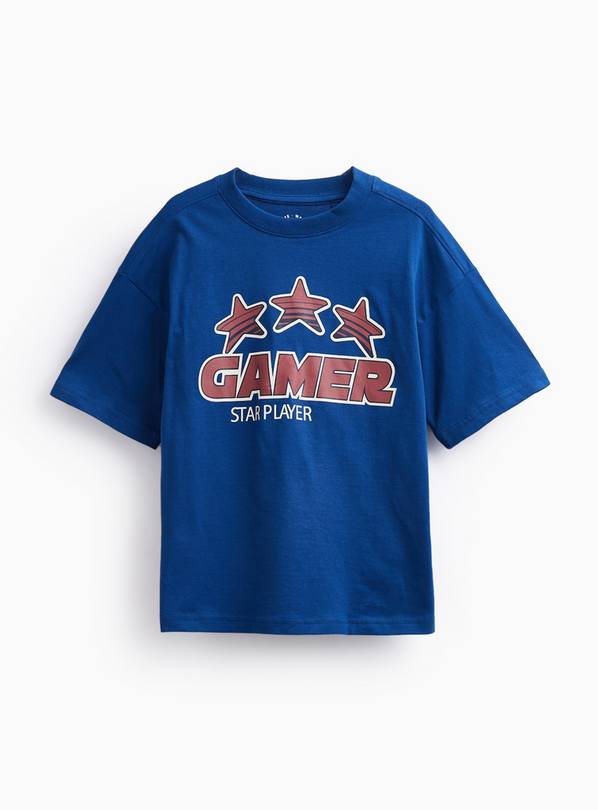 Blue Gamer Star Player Graphic T-Shirt 12 years