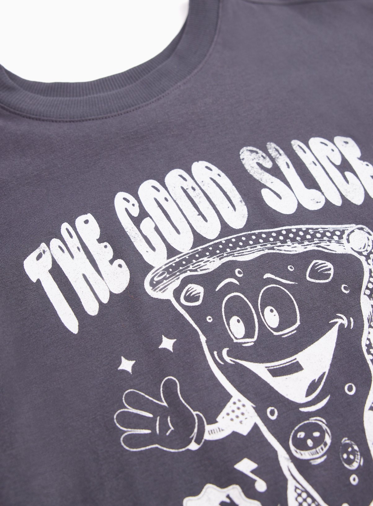 Black Pure Cotton Crewneck ‘Pizza Time’ T-Shirt 10 years - Image 2 thumbnail