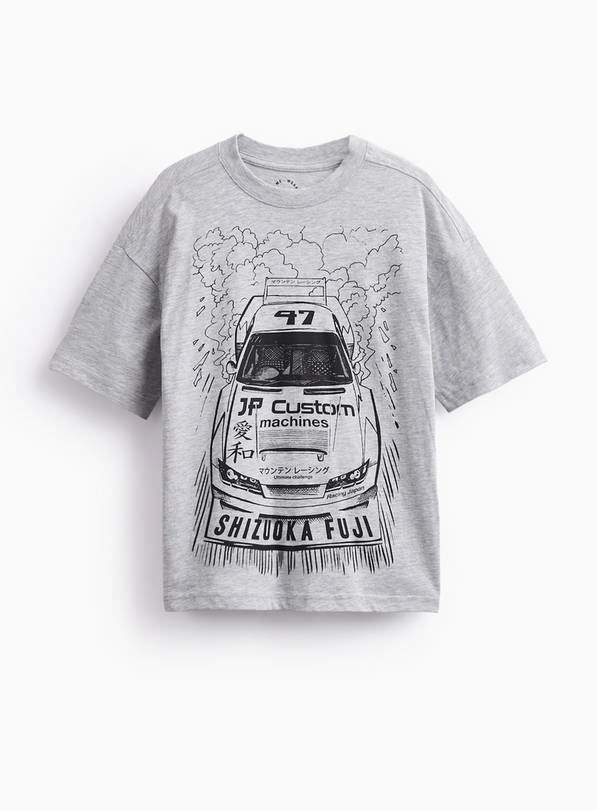 Japanese-Style White Racing-Themed T-Shirt 9 years