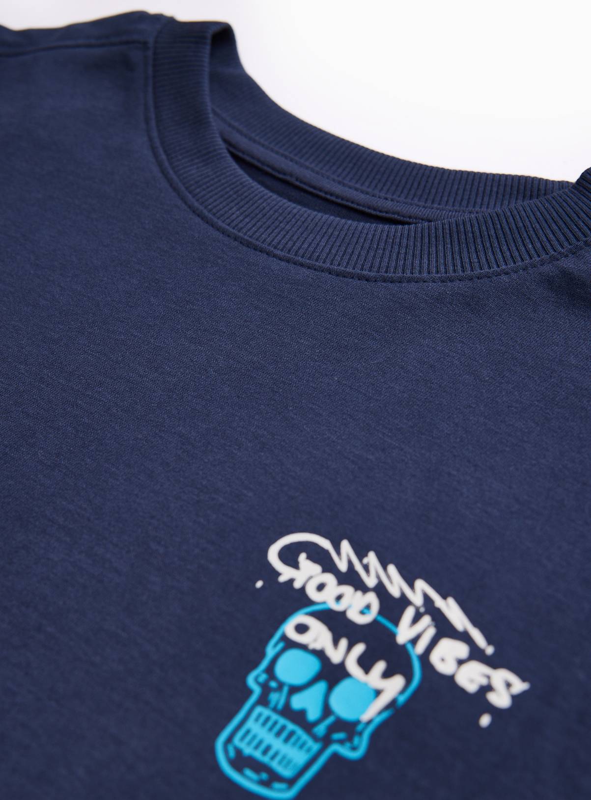 Blue Good Vibes Only Graphic T-Shirt 4 years - Image 2