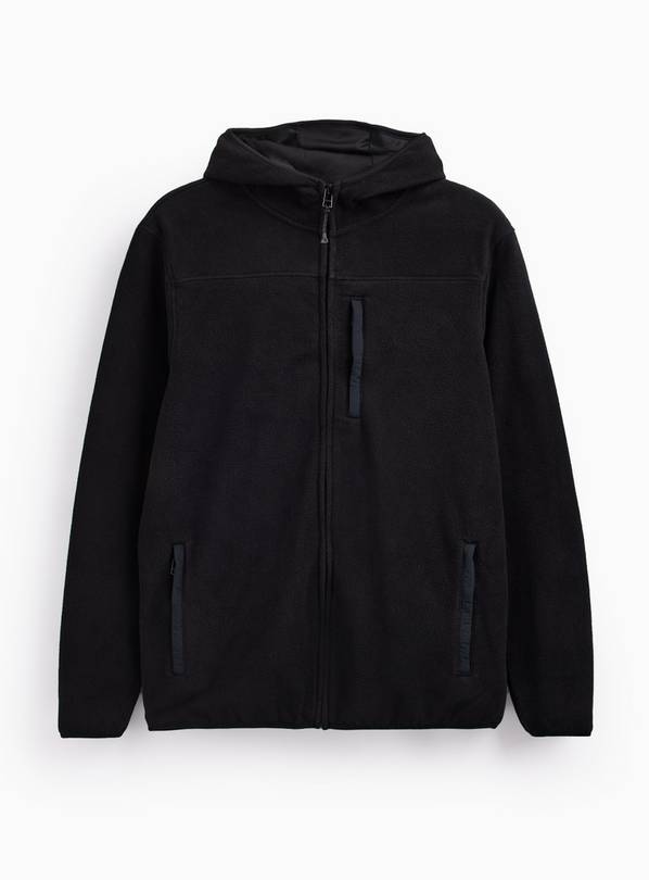 Black Hooded Micro Fleece L