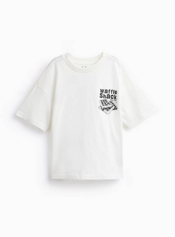 White Pure Cotton 'Waffle House' T-Shirt 5 years