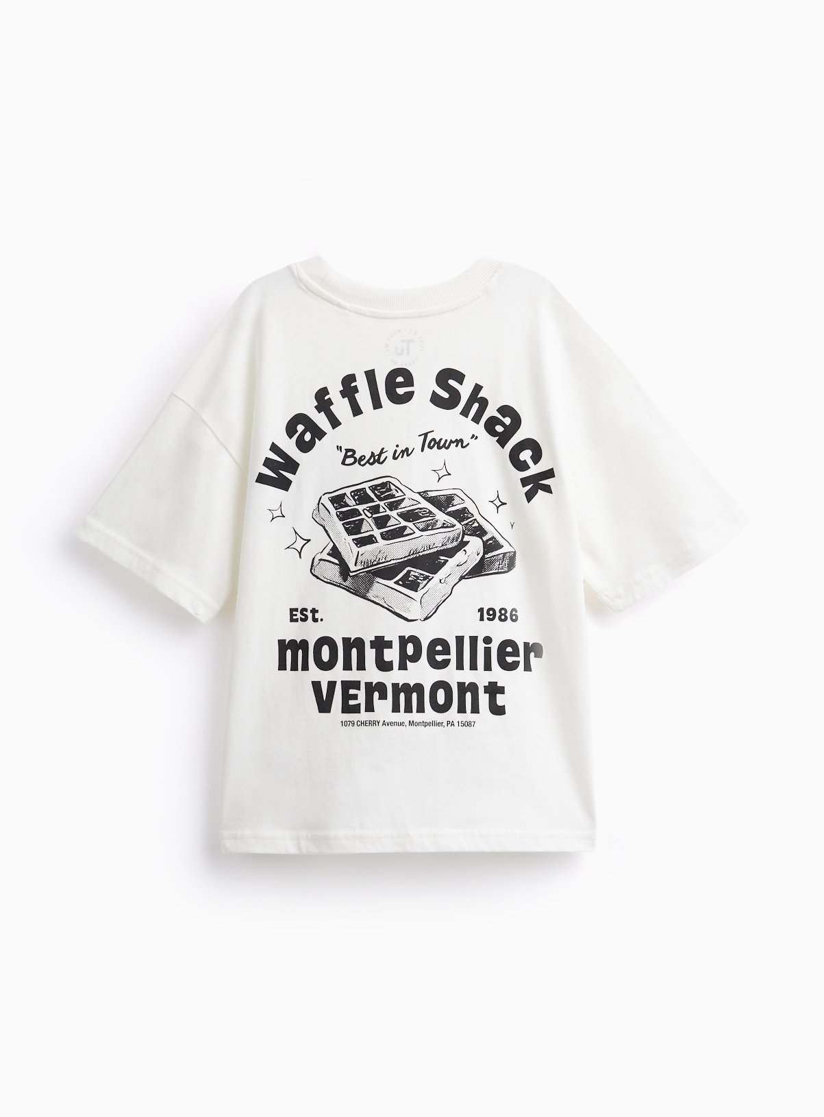White Pure Cotton 'Waffle House' T-Shirt 1 year - Image 4 thumbnail