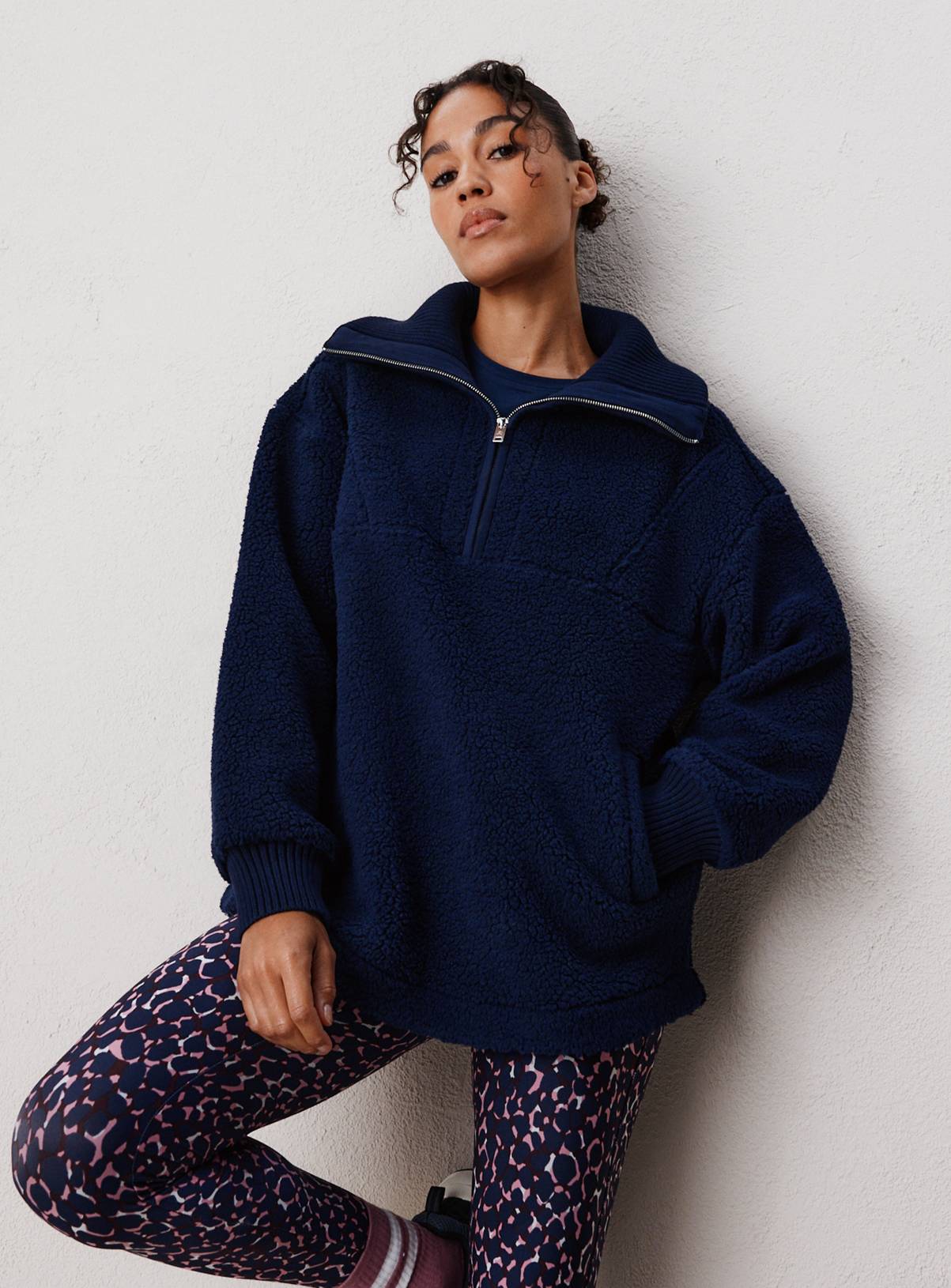 REAKTIV Navy Borg Half Zip Sherpa Pullover Jacket XL - Image 1