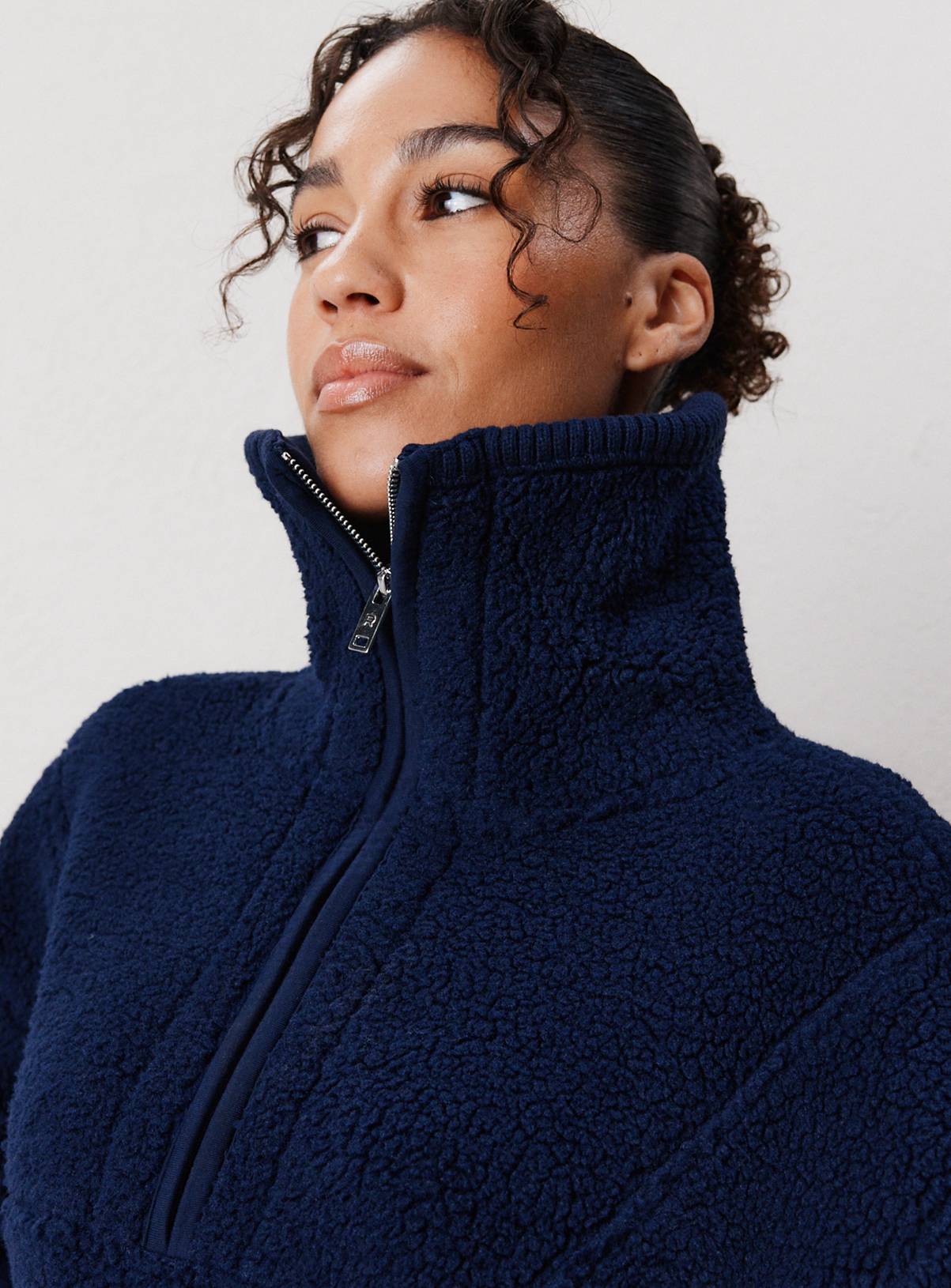 REAKTIV Navy Borg Half Zip Sherpa Pullover Jacket XL - Image 3
