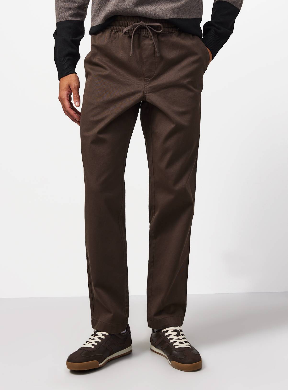 Brown Pull-On Cotton Rich Trousers 44L - Image 1