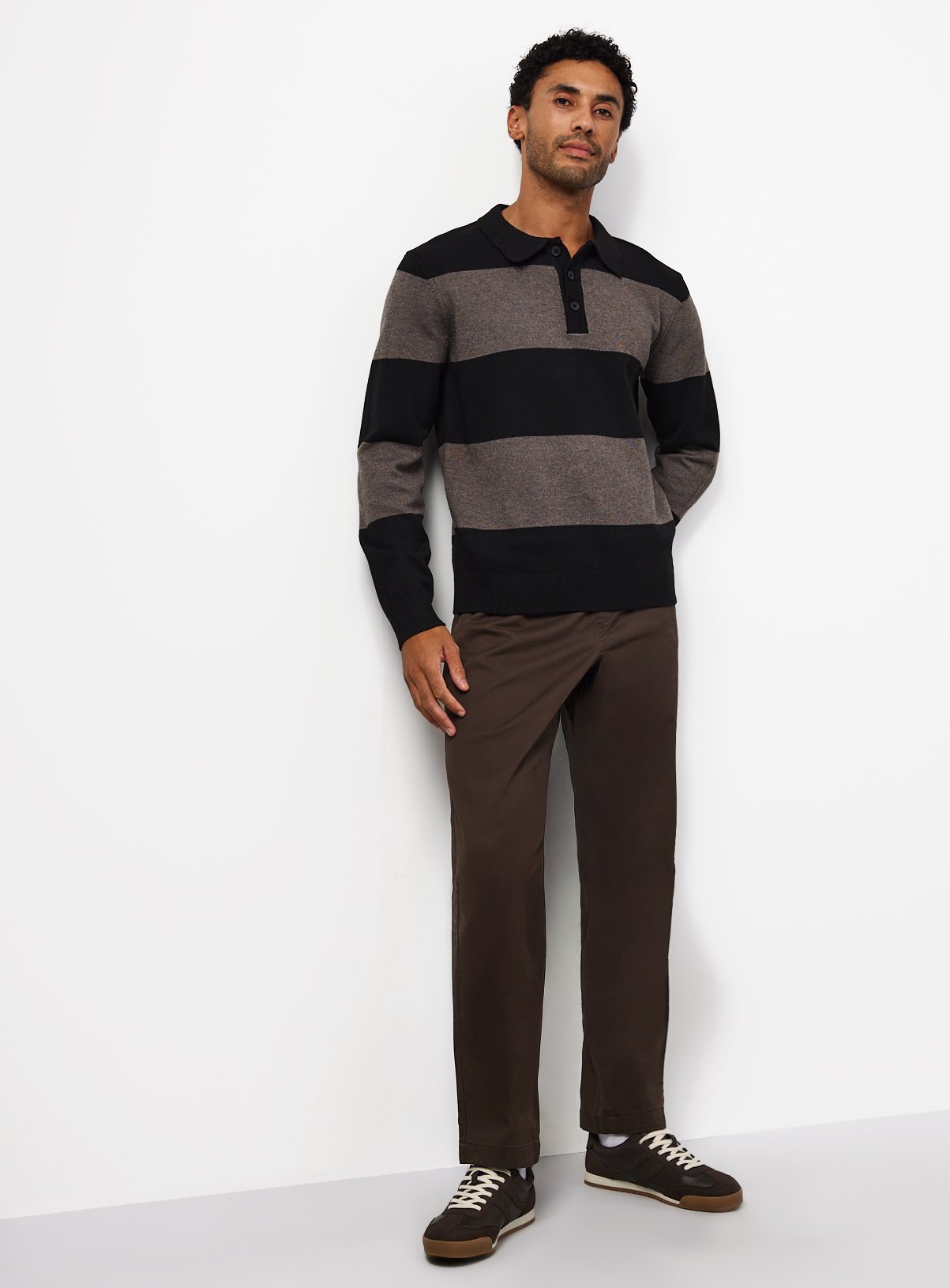 Brown Pull-On Cotton Rich Trousers 44L - Image 2 thumbnail