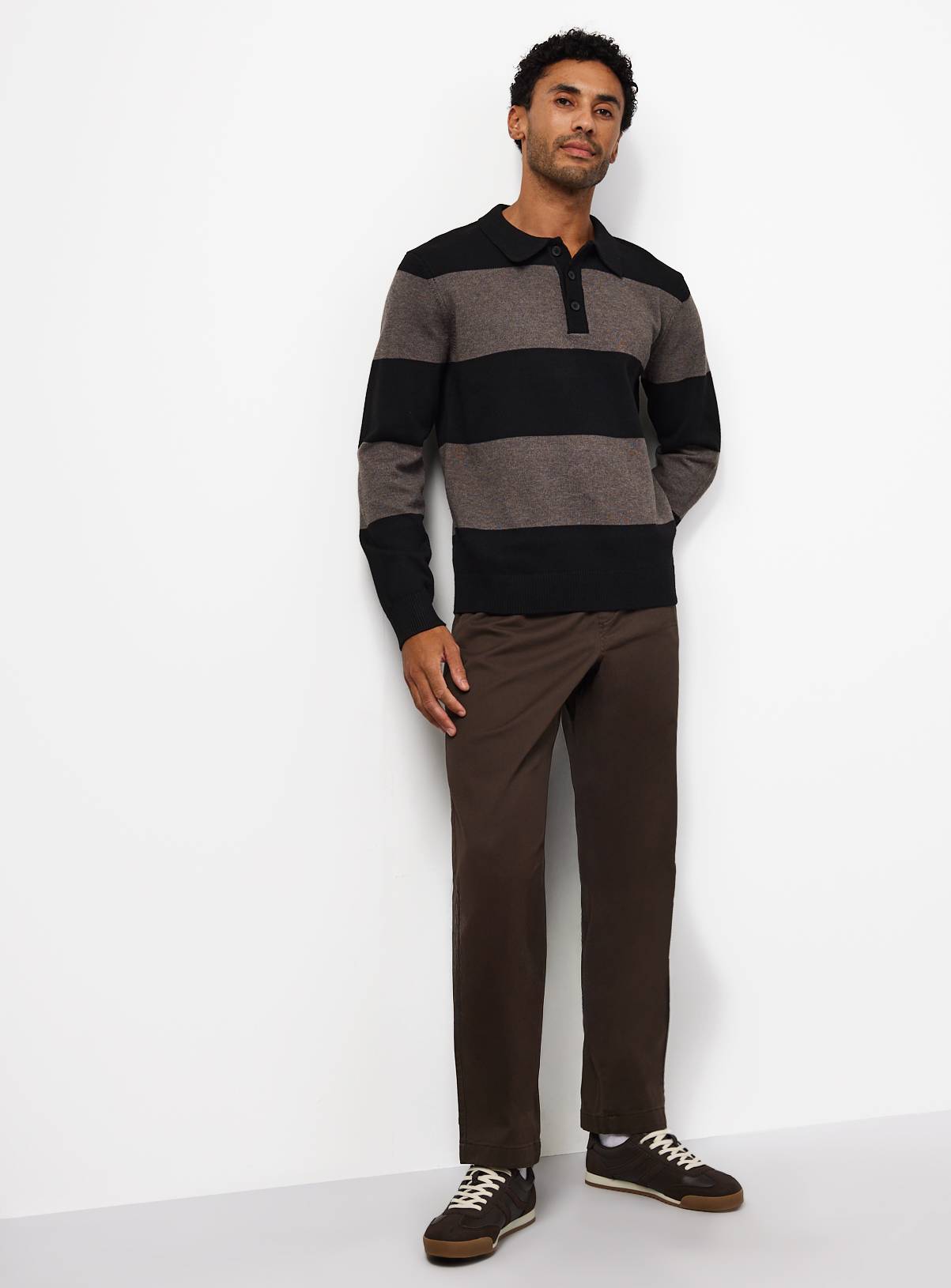 Brown Pull-On Cotton Rich Trousers 44L - Image 2