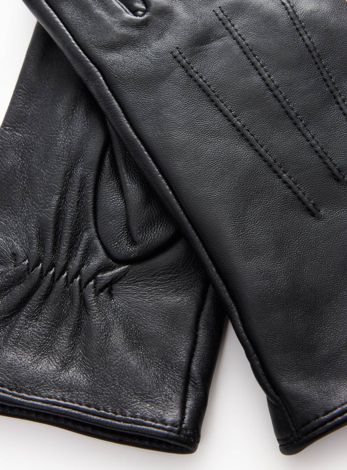 Black Leather Gloves S - Image 2