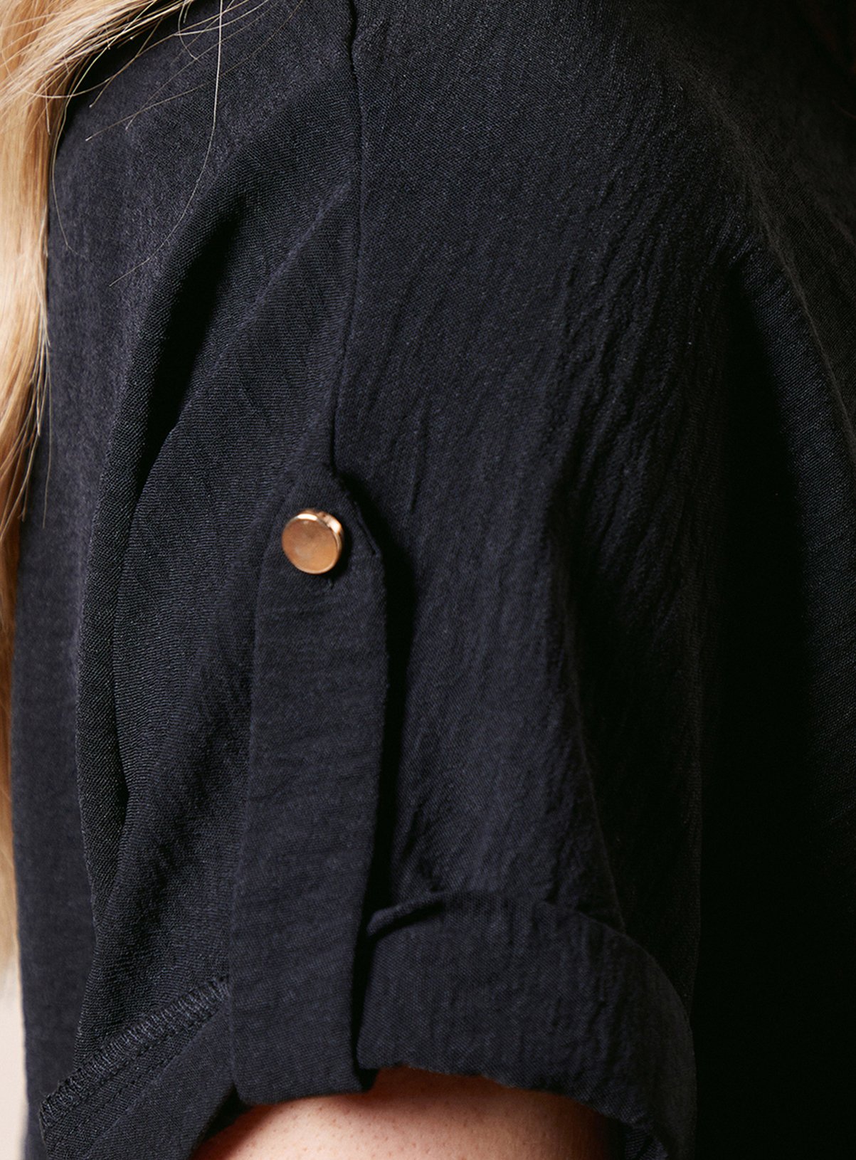 DOROTHY PERKINS Roll Sleeve Blouse Black 14 - Image 5 thumbnail