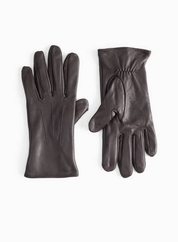Chocolate Brown Leather Gloves L