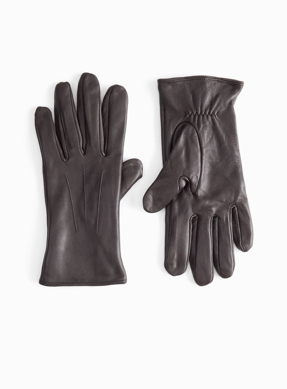Chocolate Brown Leather Gloves L - Image 1