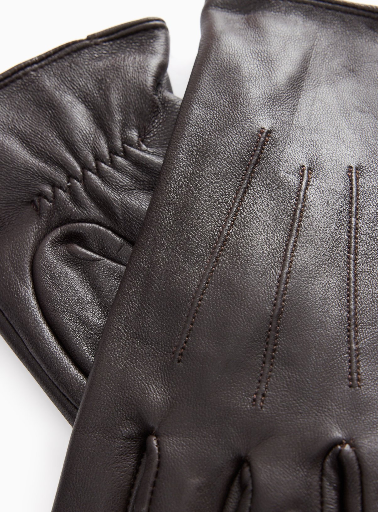 Chocolate Brown Leather Gloves L - Image 2 thumbnail