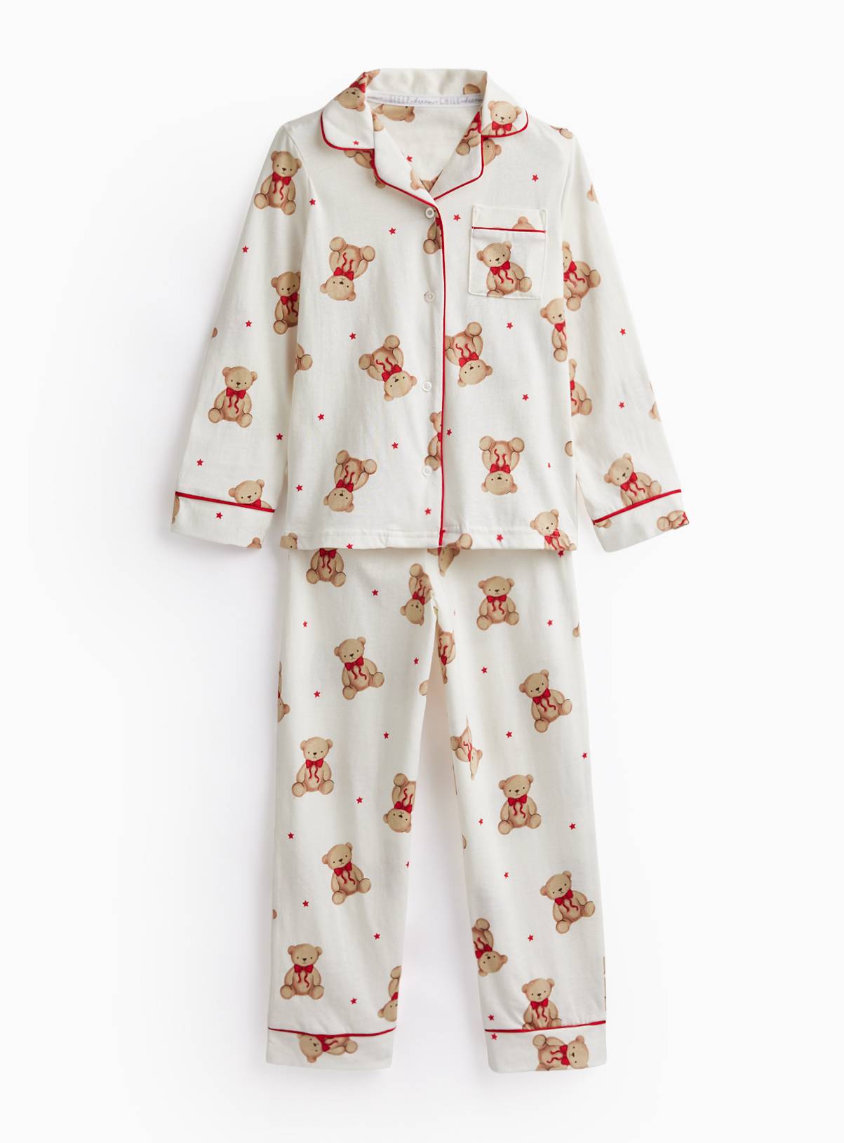 Cream Bear Traditional Jersey Pyjama Set 4-5 years - Image 1
