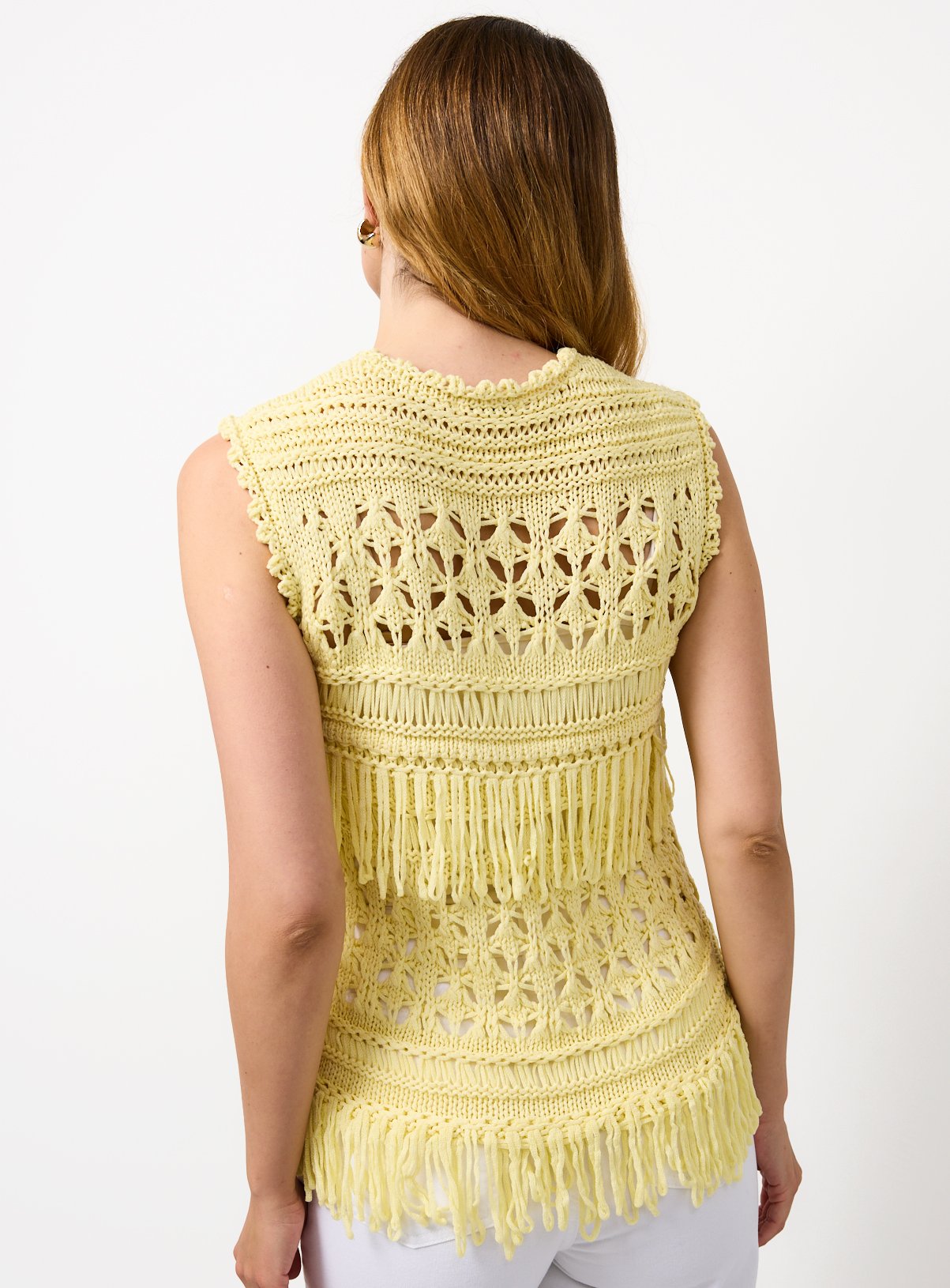 Yellow Loopy Fringe Knitted Tank Top S - Image 4 thumbnail