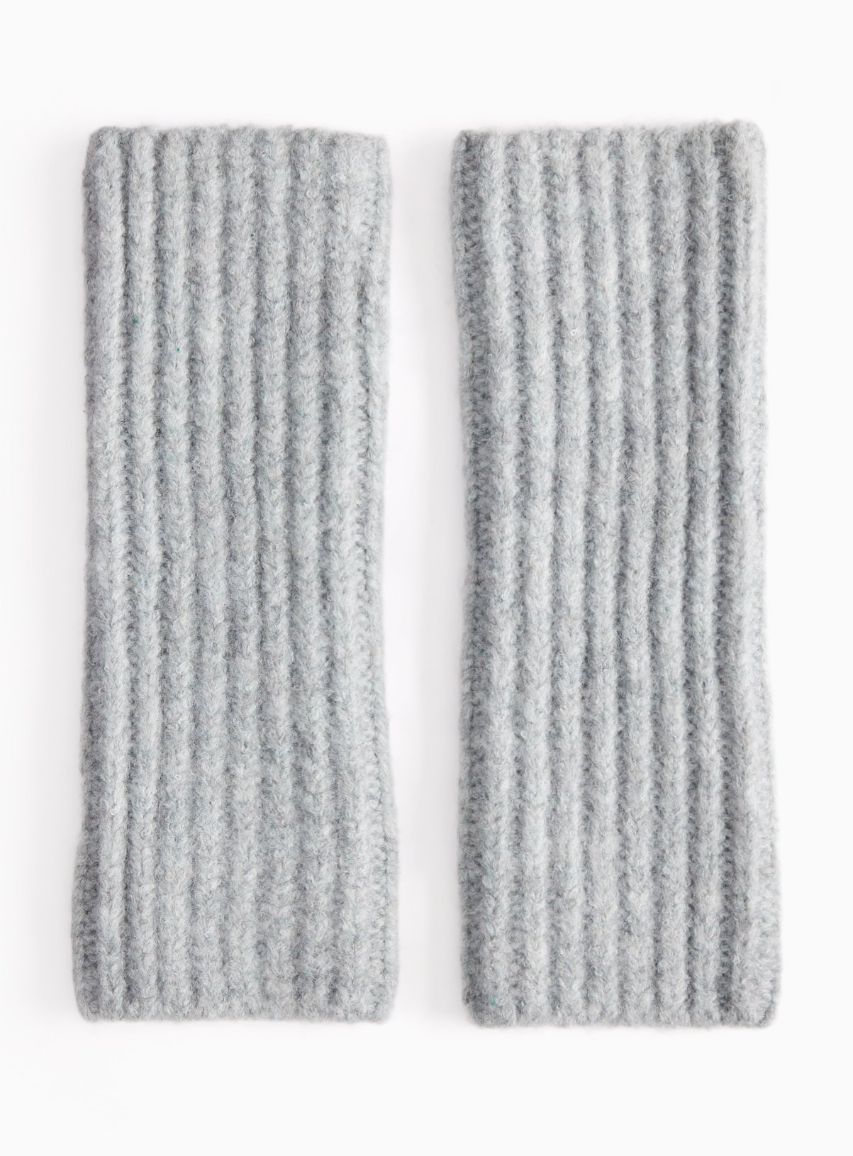 Grey Ribbed Fingerless Gloves One Size - Image 2 thumbnail