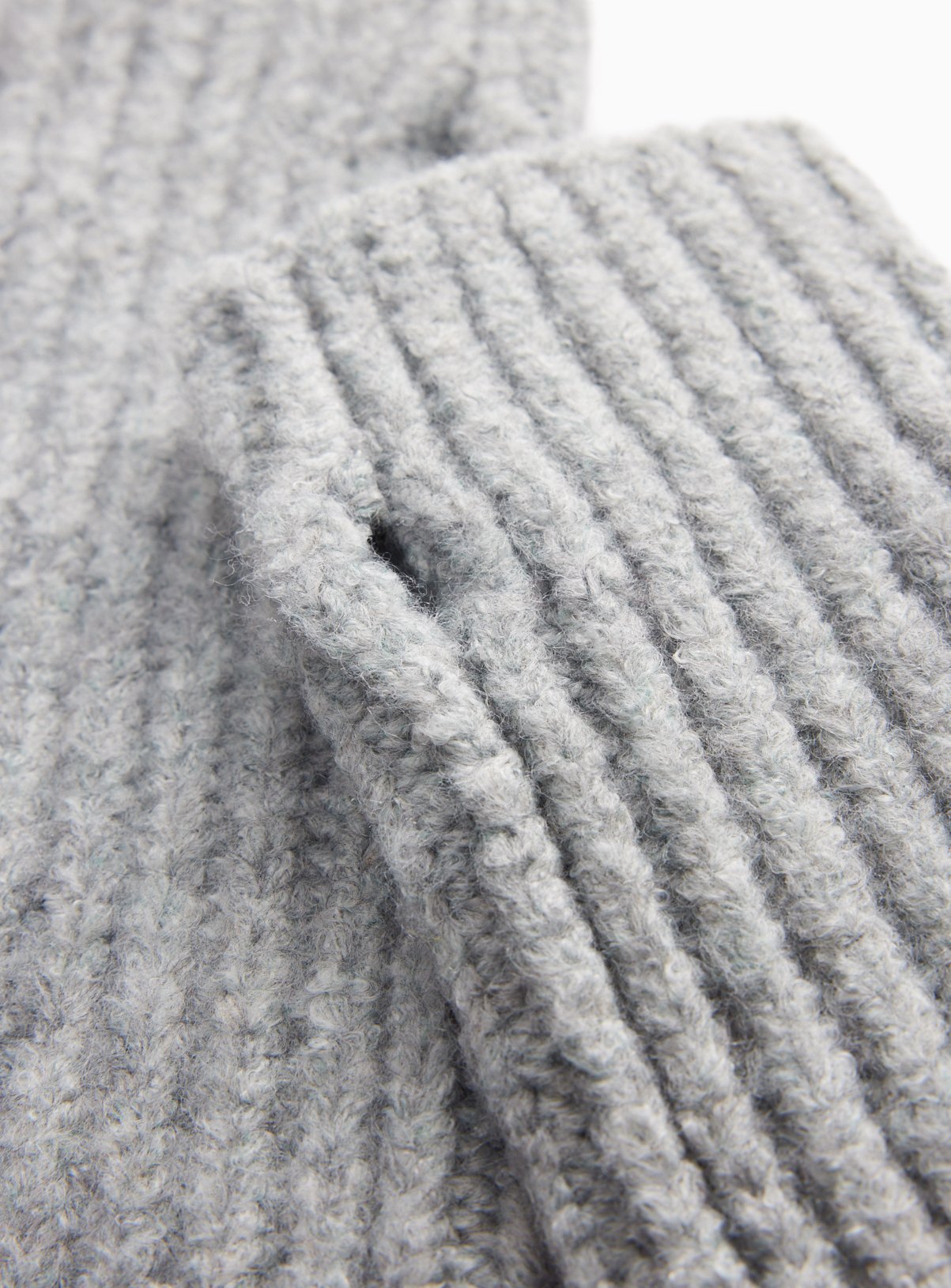 Grey Ribbed Fingerless Gloves One Size - Image 3 thumbnail