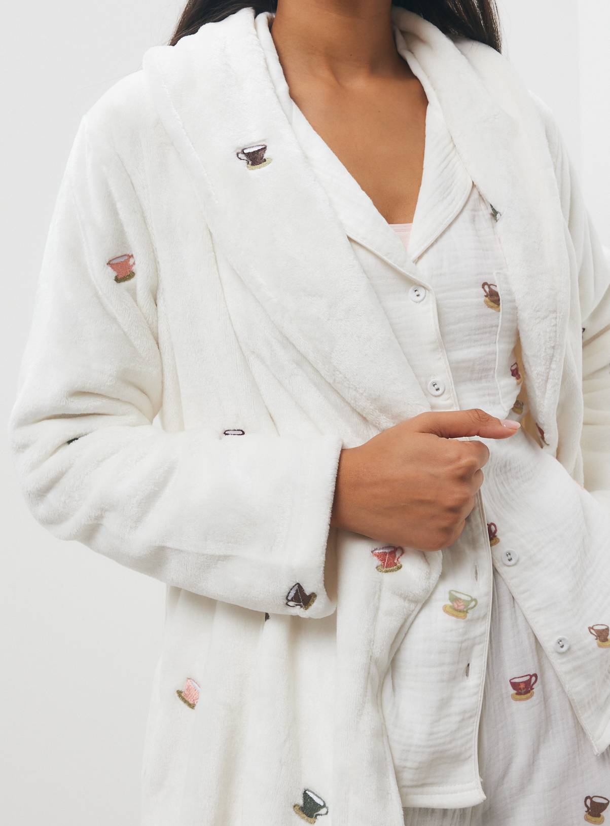 Cream Cosy Tea Cup Dressing Gown L - Image 2