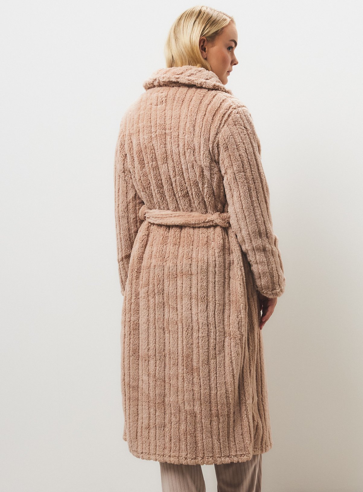 Neutral Carved Stripe Dressing Gown L - Image 4 thumbnail