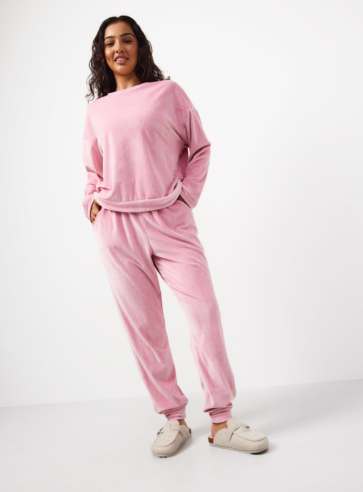 Pink Ribbed Co-ord Slinky Pyjama Top XL - Image 2 thumbnail