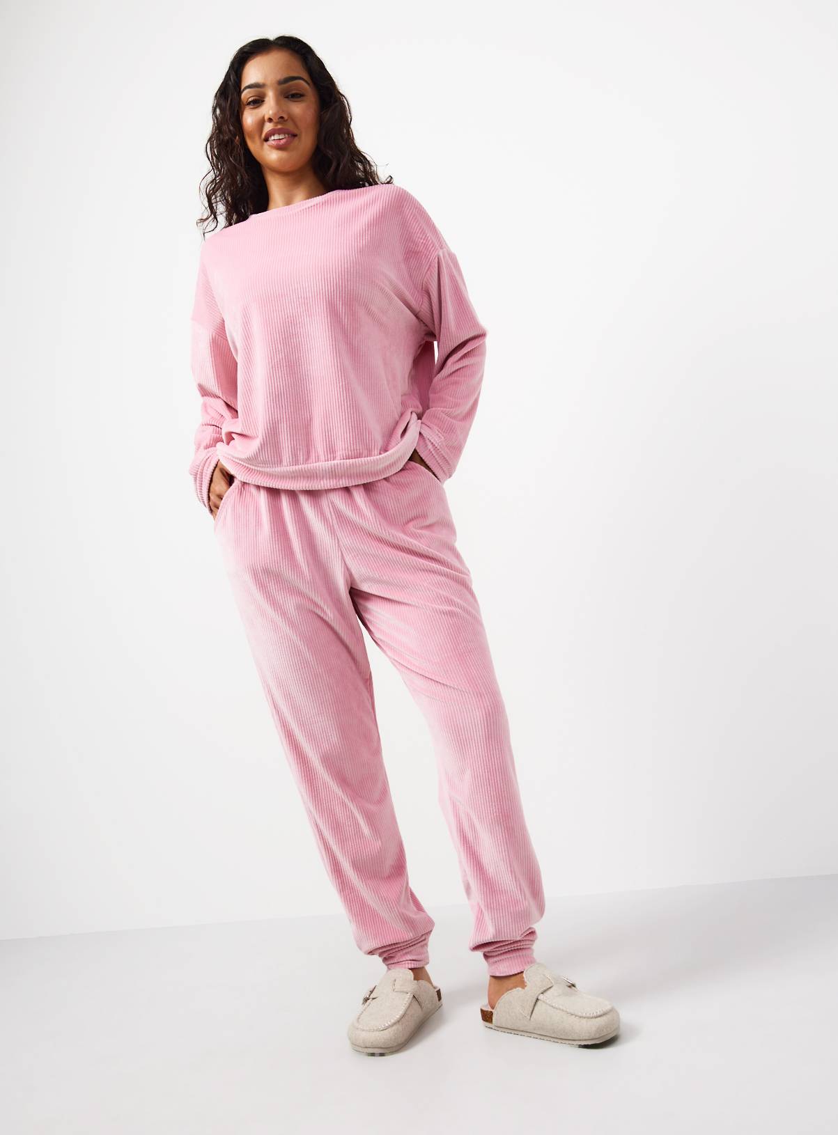 Pink Ribbed Co-ord Slinky Pyjama Top XL - Image 2