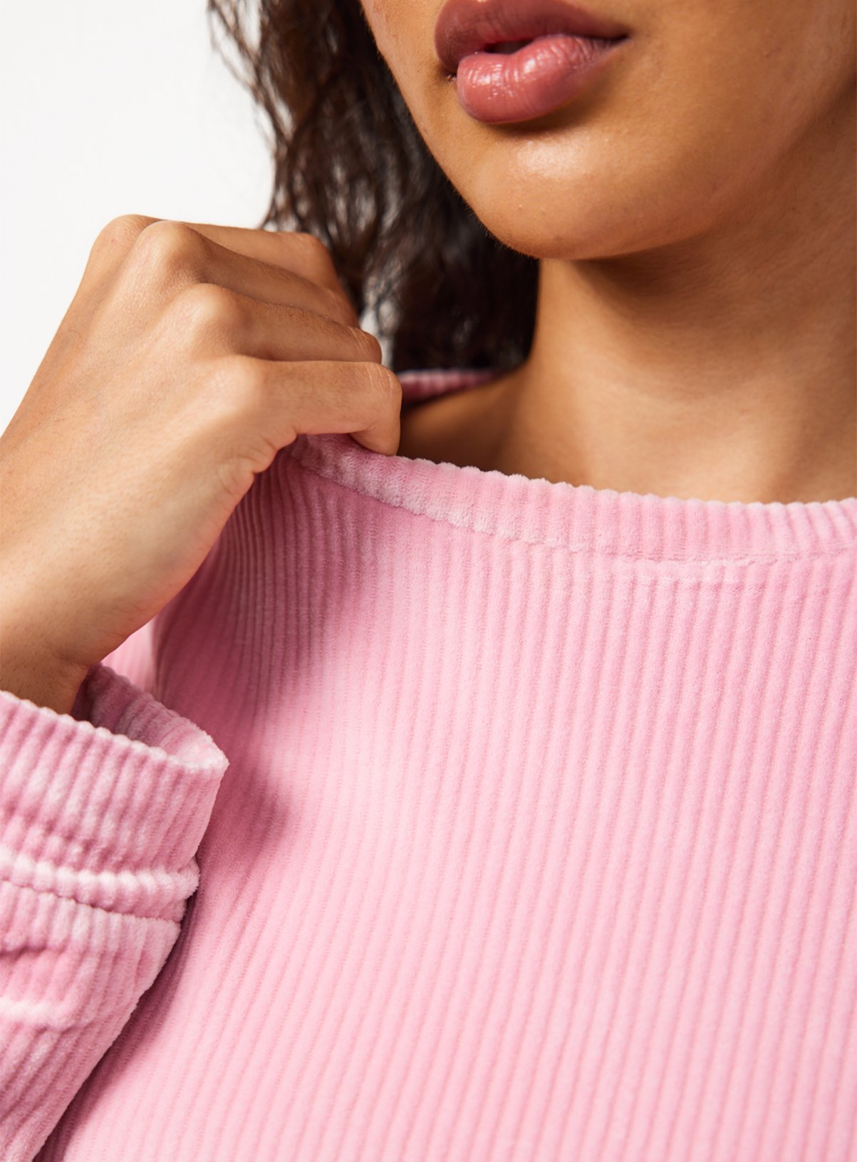 Pink Ribbed Co-ord Slinky Pyjama Top XL - Image 3 thumbnail