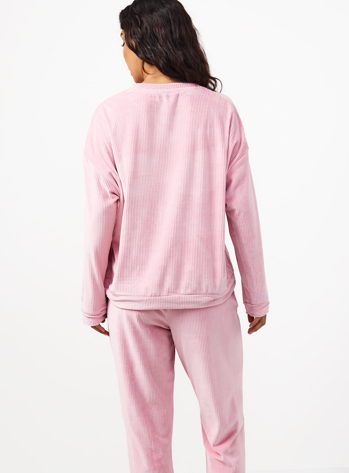 Pink Ribbed Co-ord Slinky Pyjama Top XL - Image 4 thumbnail