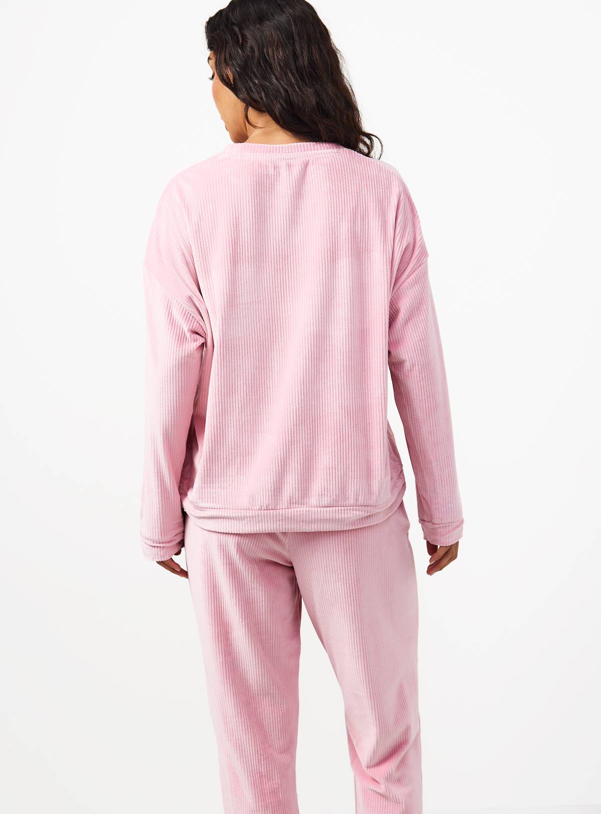 Pink Ribbed Co-ord Slinky Pyjama Top XL - Image 4