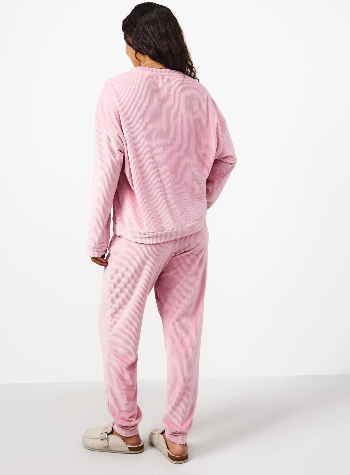 Pink Ribbed Co-ord Slinky Pyjama Bottoms M - Image 4 thumbnail