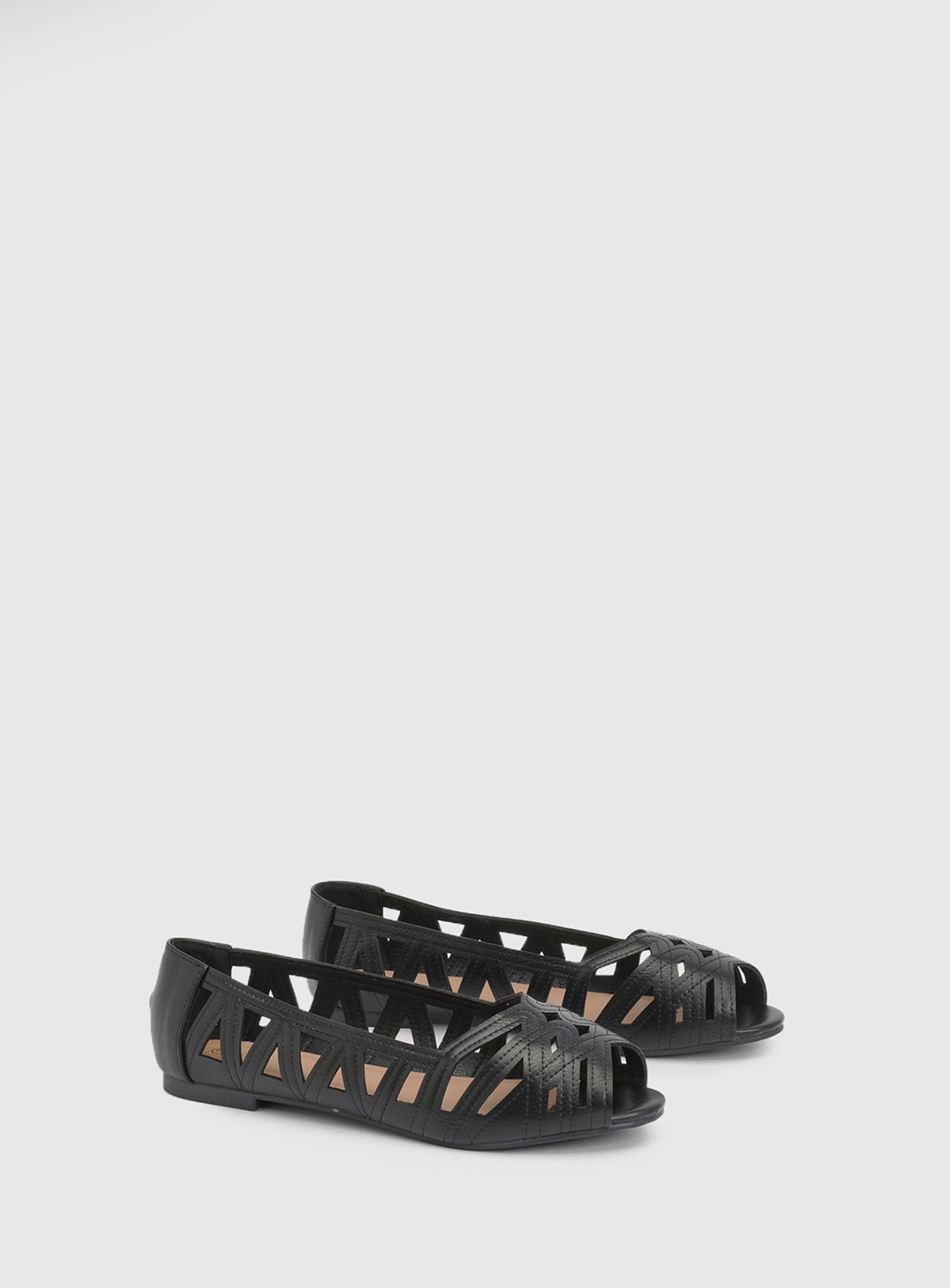 DOROTHY PERKINS Wide Fit Prim Peep Toe Ballet Flats Black 4 - Image 3 thumbnail