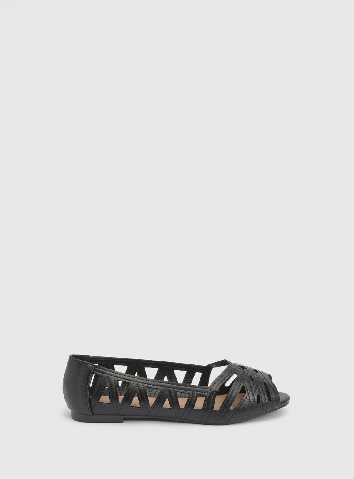 DOROTHY PERKINS Wide Fit Prim Peep Toe Ballet Flats Black 4 - Image 4 thumbnail