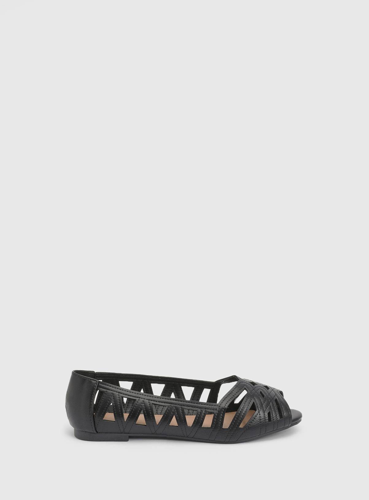 DOROTHY PERKINS Wide Fit Prim Peep Toe Ballet Flats Black 4 - Image 4
