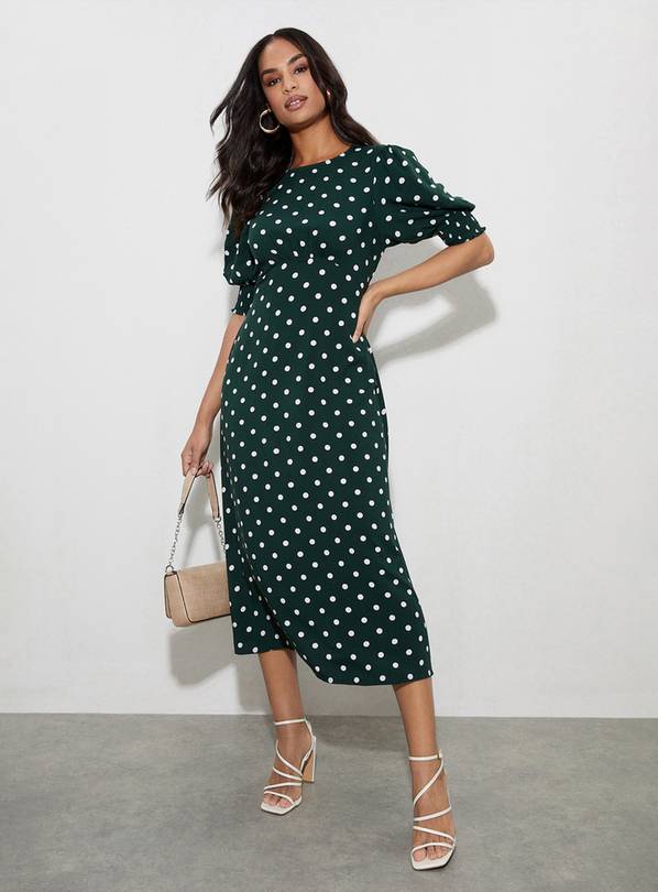 green emerald velvet dress CurveWow Mesh Angel Sleeve Dress Green Spot  Curvewow
