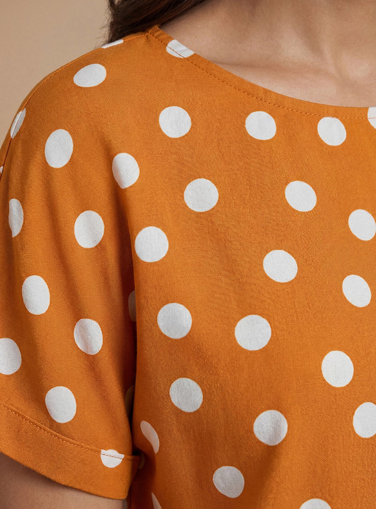 DOROTHY PERKINS Orange Spot Printed Roll Sleeve Blouse 16 - Image 2 thumbnail