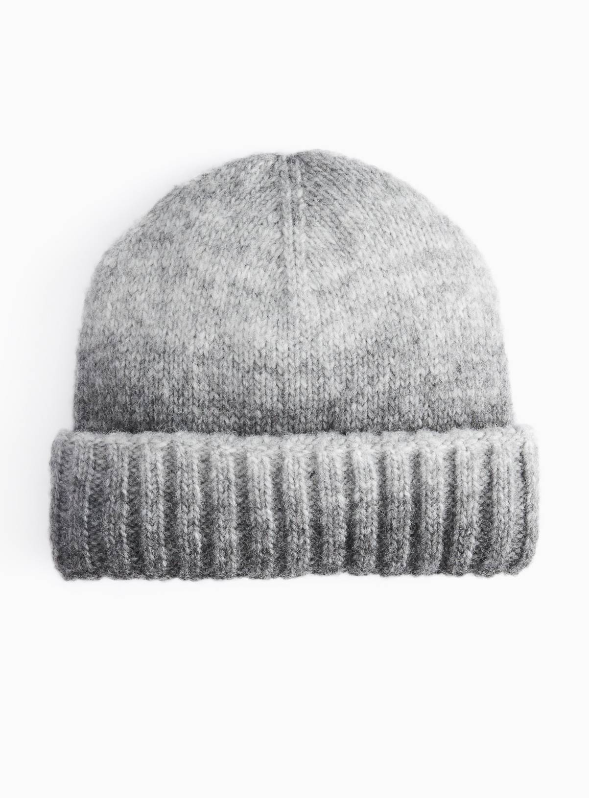 Grey and White Ombre Knit Beanie One Size - Image 1