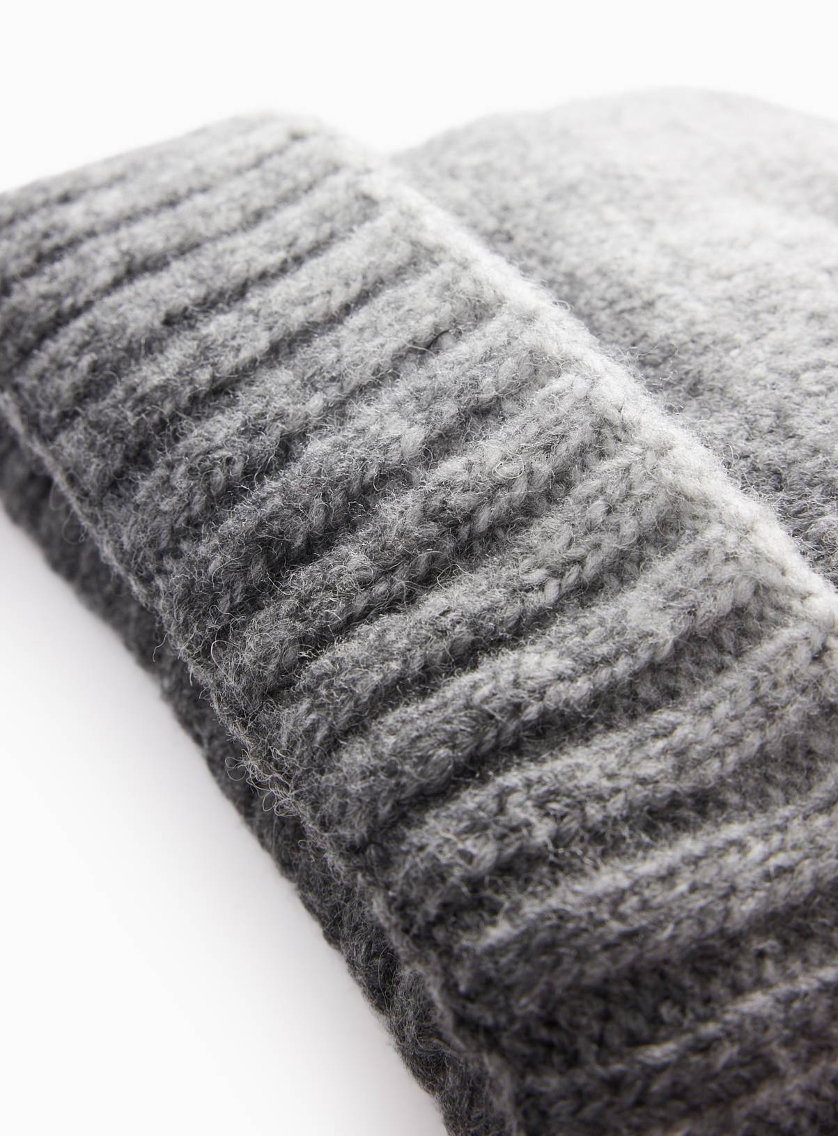 Grey and White Ombre Knit Beanie One Size - Image 2