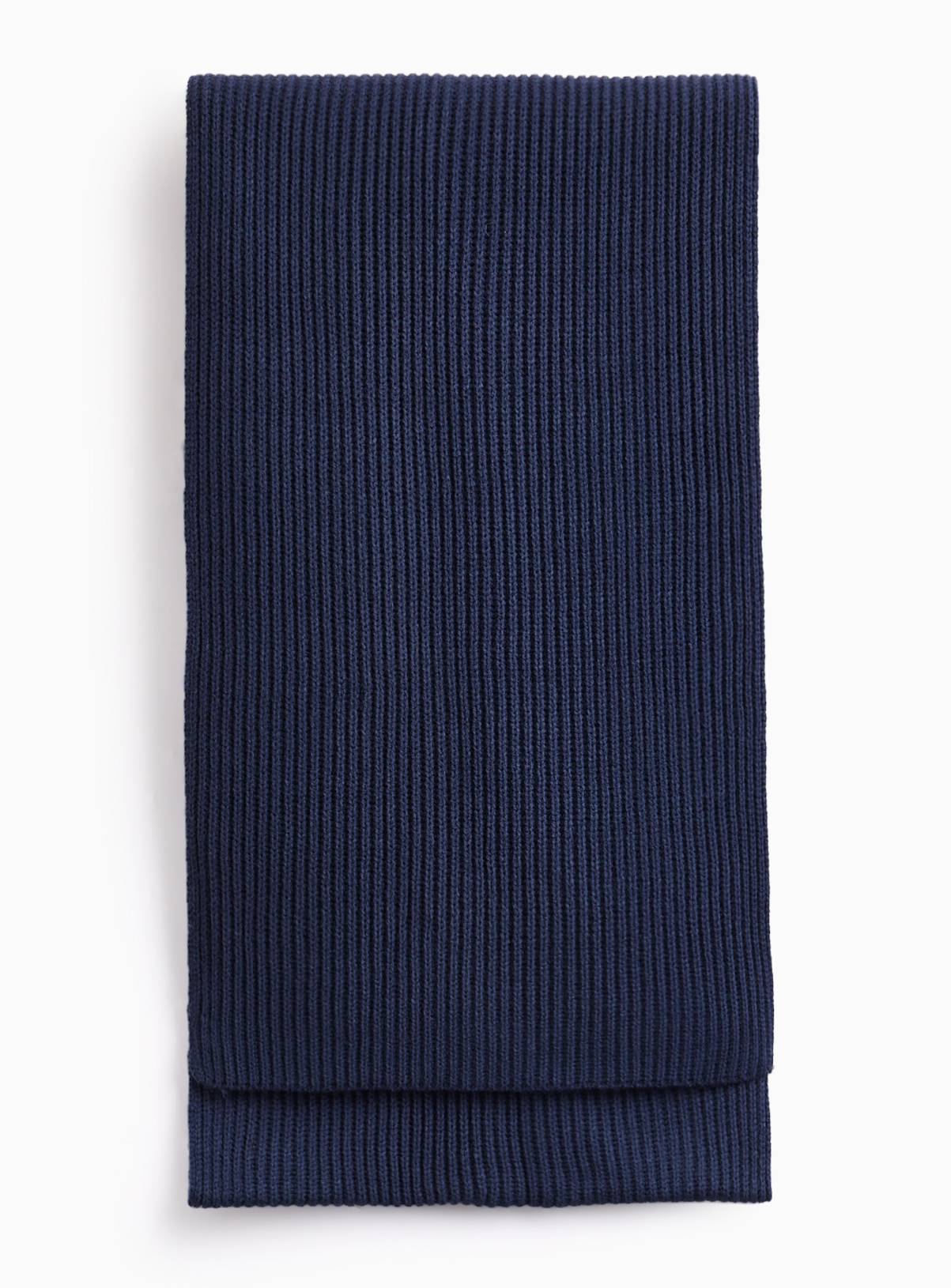 Navy Ribbed Knitted Scarf One Size - Image 2