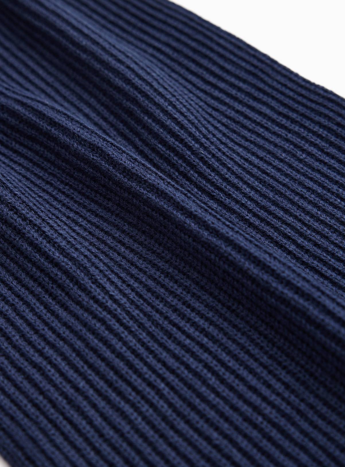 Navy Ribbed Knitted Scarf One Size - Image 3