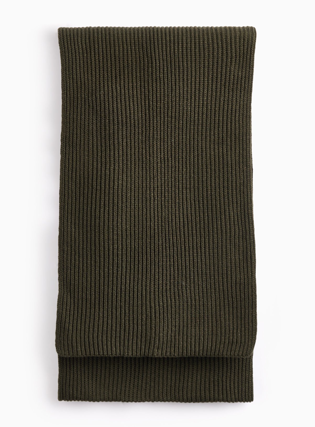 Khaki Ribbed Knitted Scarf One Size - Image 1 thumbnail