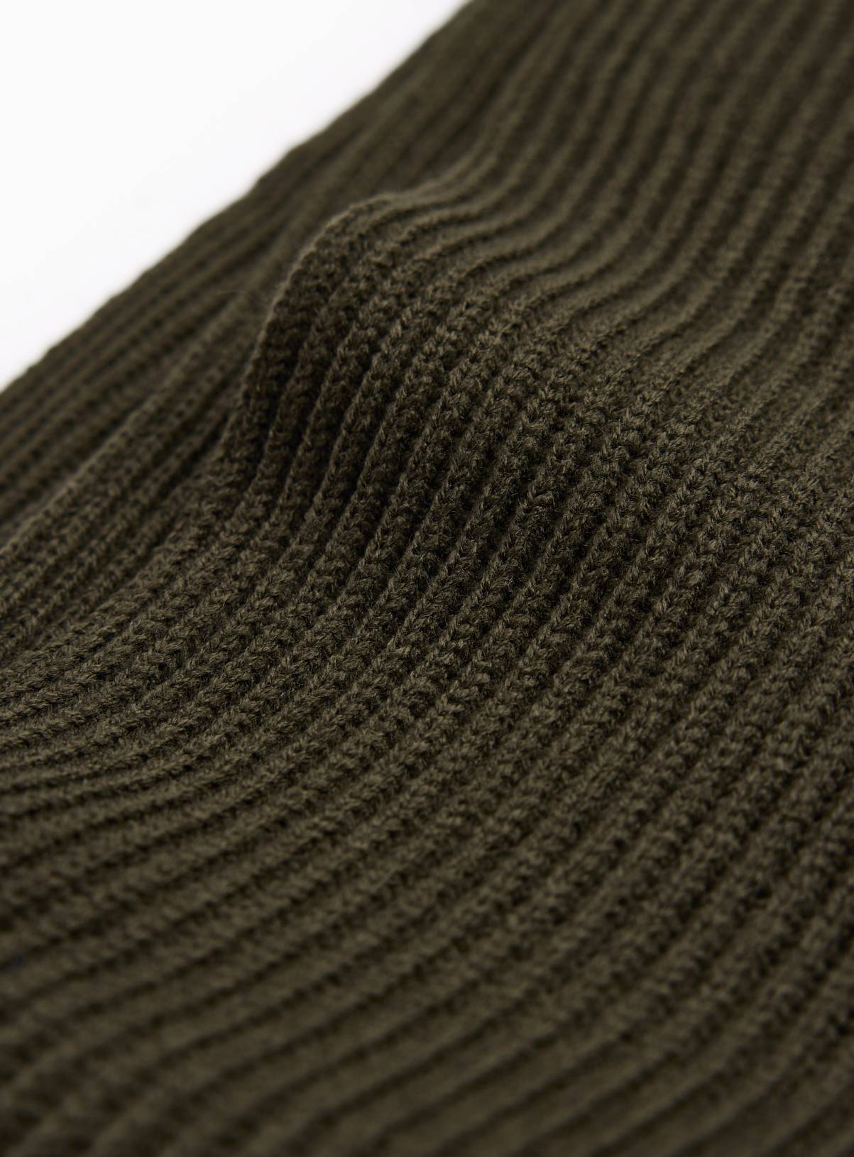 Khaki Ribbed Knitted Scarf One Size - Image 2