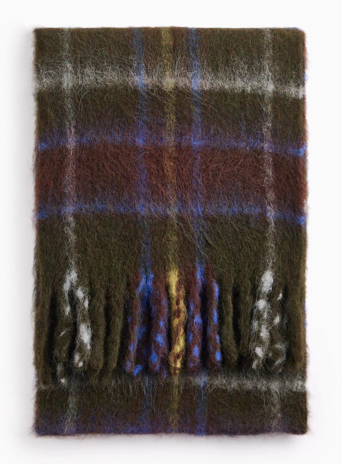 Khaki Heavyweight Check Scarf One Size - Image 3 thumbnail