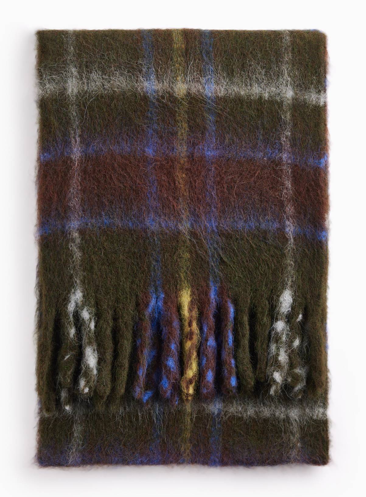 Khaki Heavyweight Check Scarf One Size - Image 5