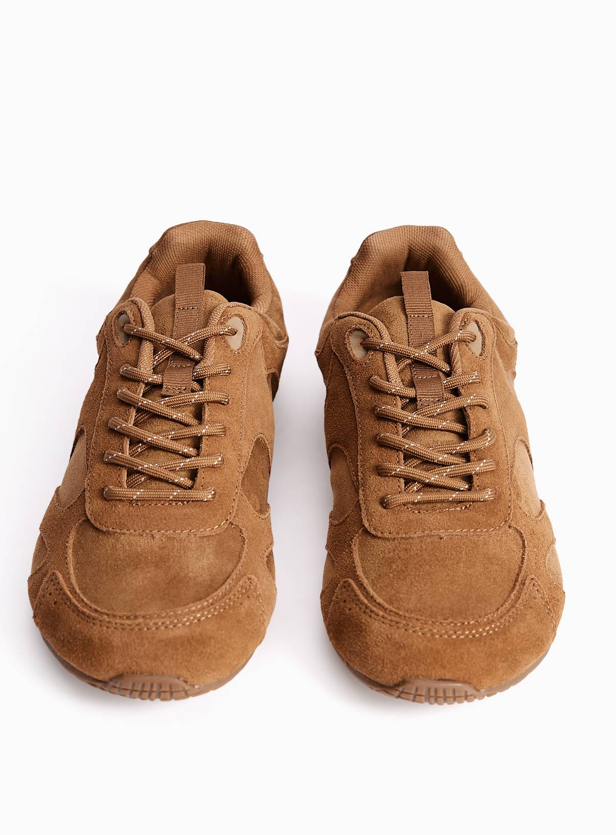 Tan Retro Sporty Suede Trainers 7 - Image 1